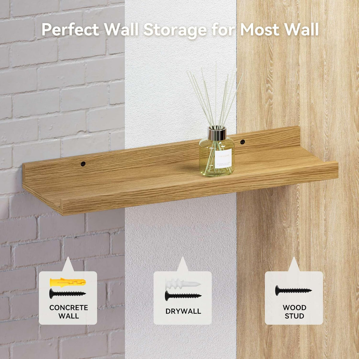 RICHER HOUSE 5 Set Floating Shelves for Wall Decor, Wall Mounted Book Shelf, Nursery Shelves