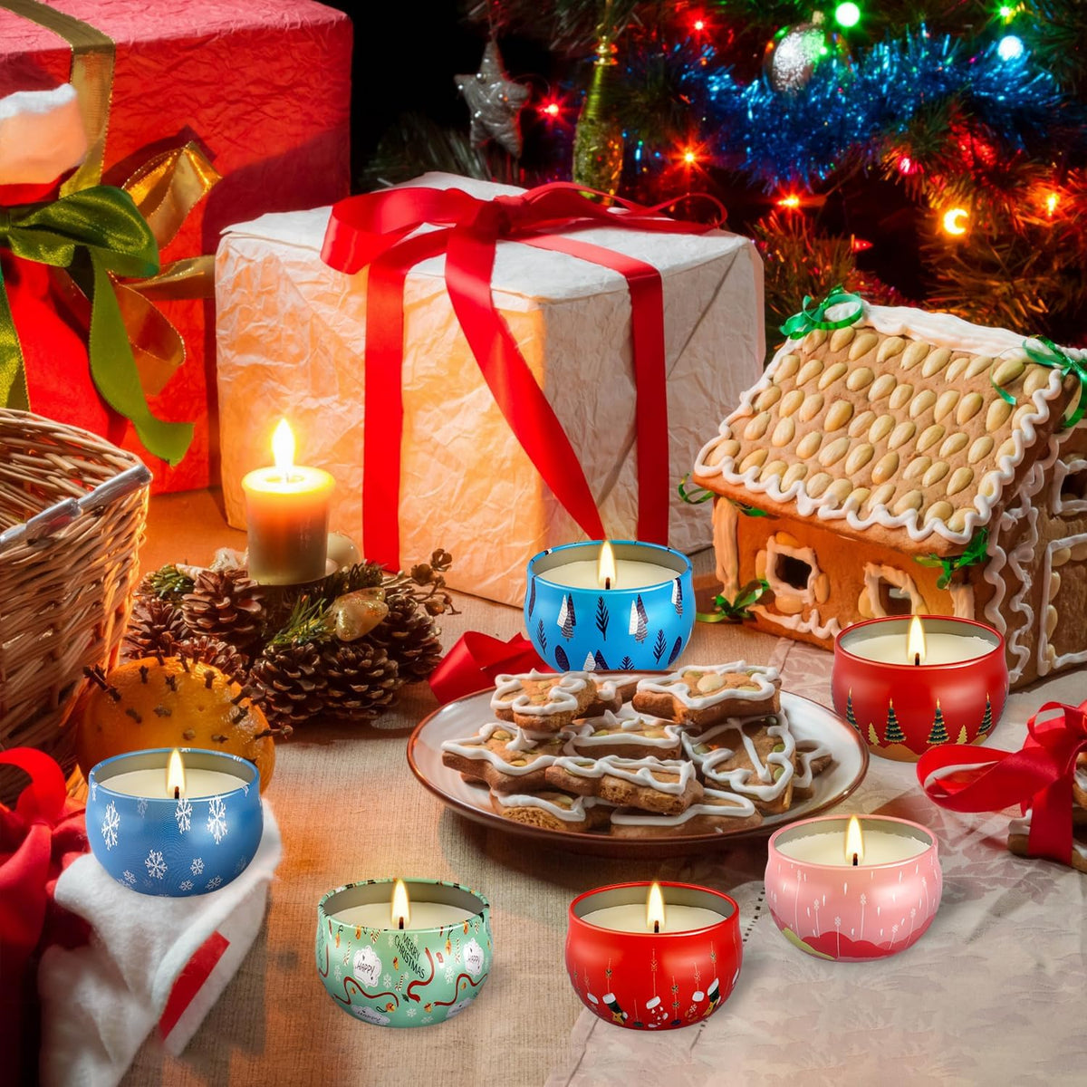 24Pack Christmas Scented Candles Gift- Aromatherapy Candle-2.5oz Soy Wax-Long Lasting Burn time