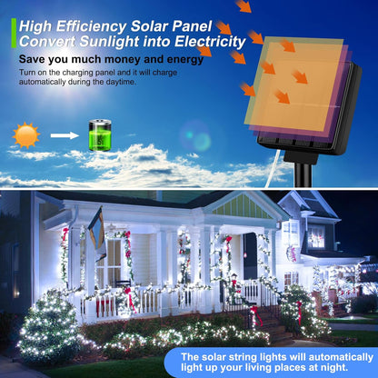 Brightever Outdoor String Lights Solar Powered, 2-Pack Total 80FT 200LED Solar Fairy Lights for