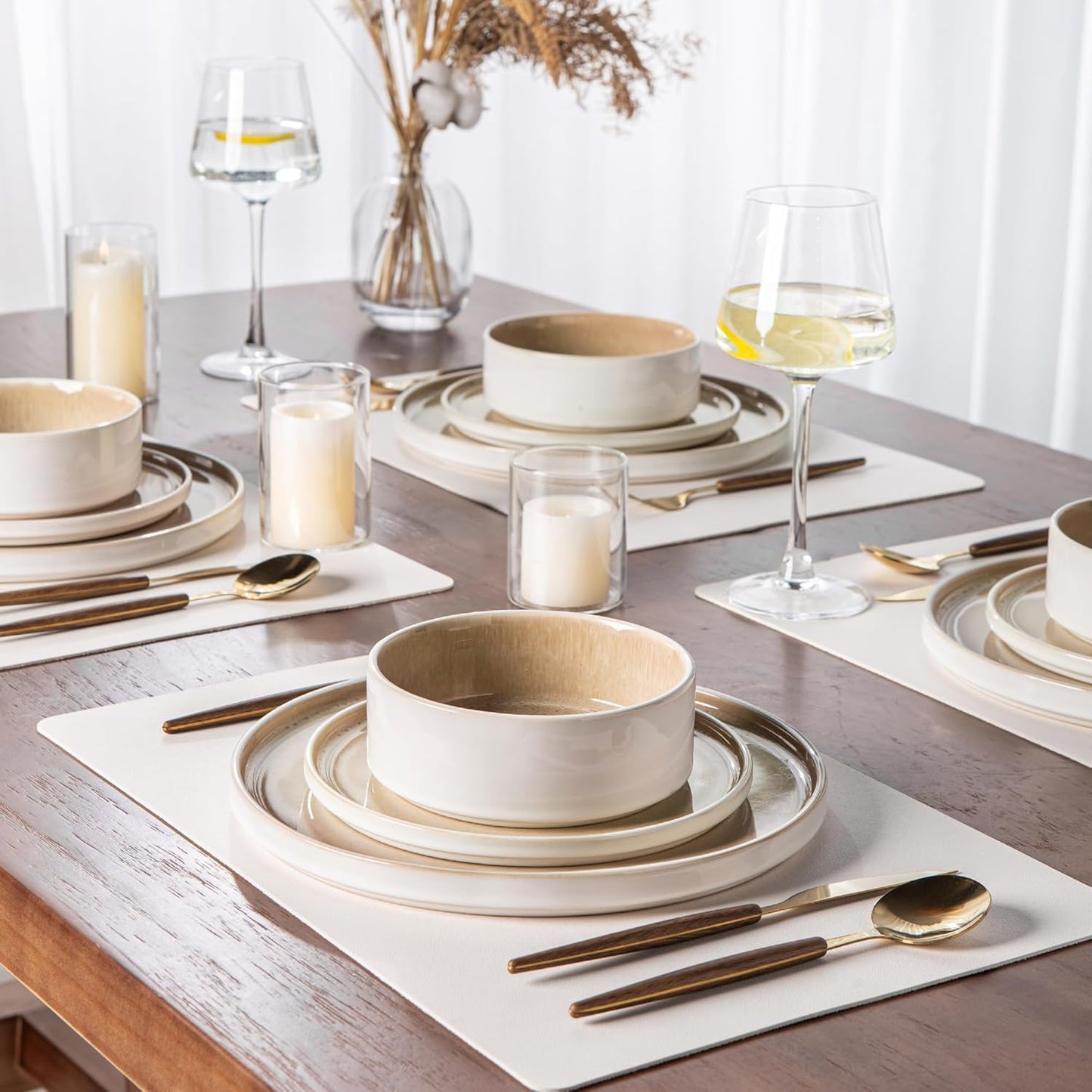 AmorArc Ceramic Dinnerware Sets, Handmade Reactive Glaze Stoneware Plates and Bowls Sets,Highly