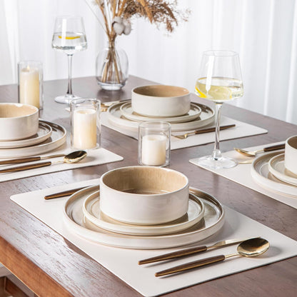 AmorArc Ceramic Dinnerware Sets, Handmade Reactive Glaze Stoneware Plates and Bowls Sets,Highly