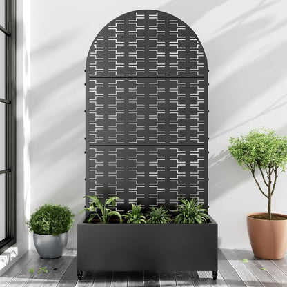 Casaphoria Metal Raised Garden Bed with Trellis and Wheels, 72"x35"x16" Arched Planter Box for