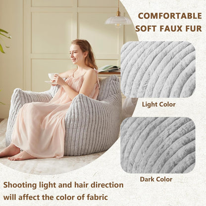 Giant Bean Bag Chairs for Adults Teens, Large Bean Bag Sofa Chairs with Filling Comfy Fuzzy BeanBag