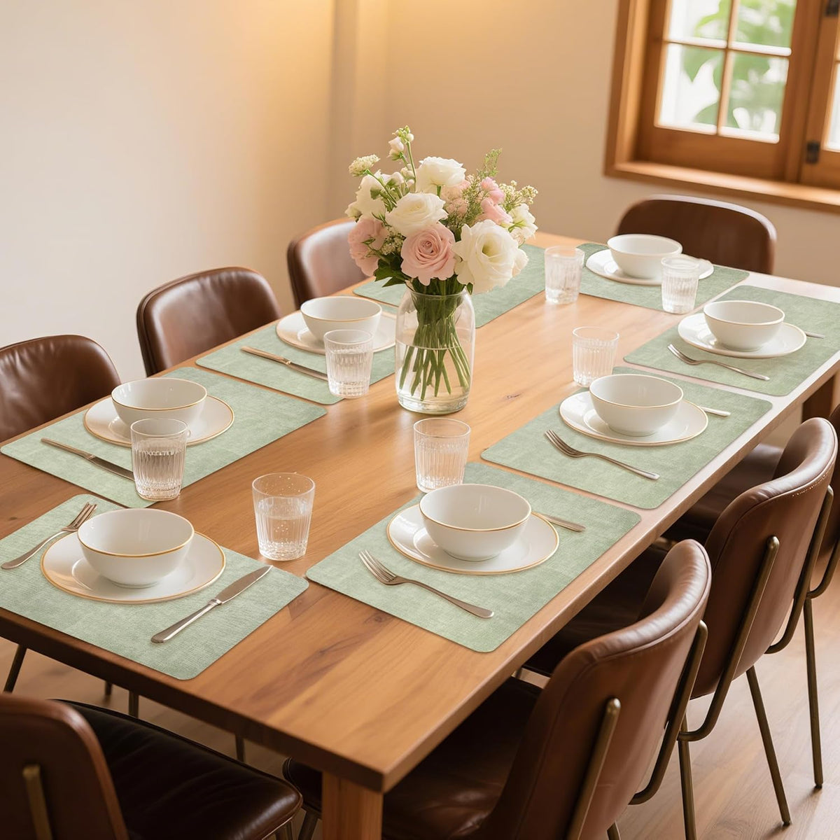 Maxpearl Faux Leather Placemats Set of 8 – Waterproof, Wipe Clean, Heat Resistant, Non-Slip Dining