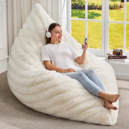 Hobestluk 3 in 1 Bean Bag Chair Giant Bean Bag Chairs for Adults with Ripple Cover Convertible Bean