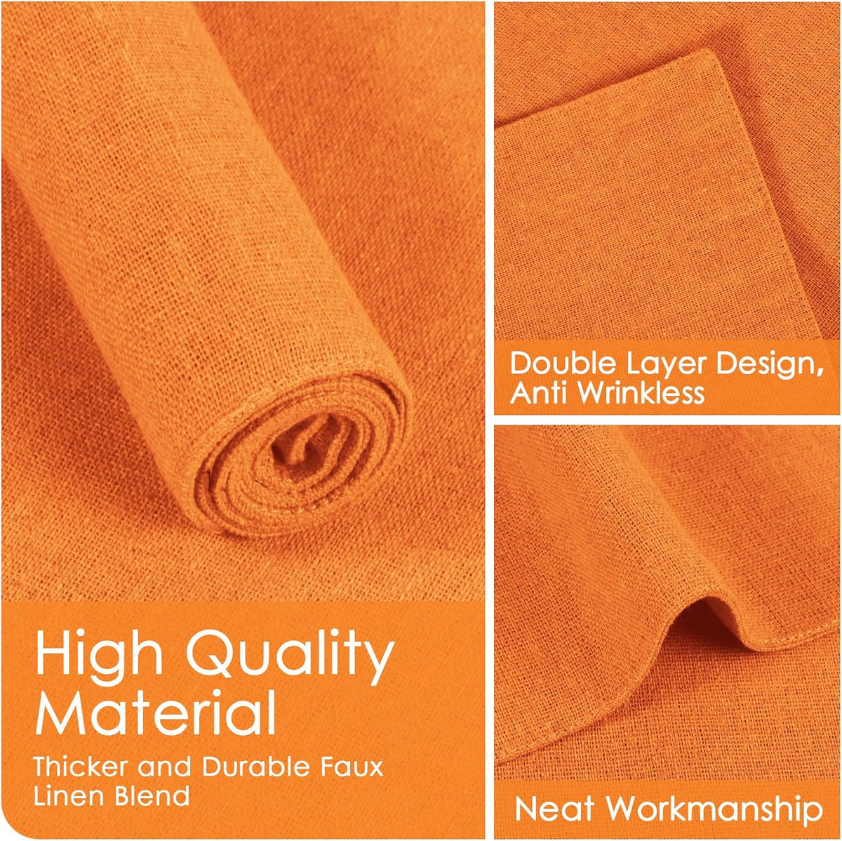 MANSPHIL Orange Cloth Placemats Set of 4, Washable Thick Faux Linen Place Mats Heat Resistant