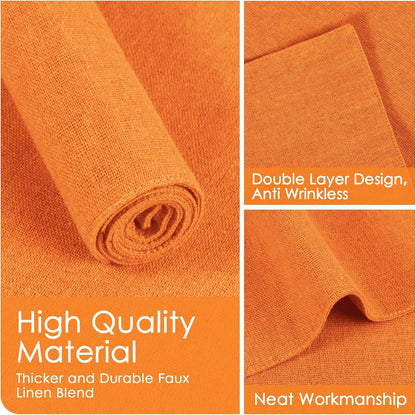 MANSPHIL Orange Cloth Placemats Set of 4, Washable Thick Faux Linen Place Mats Heat Resistant