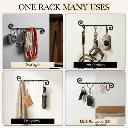 RTZEN Farmhouse Small Key Holder for Wall, Wrought Iron Wall Mount Rack