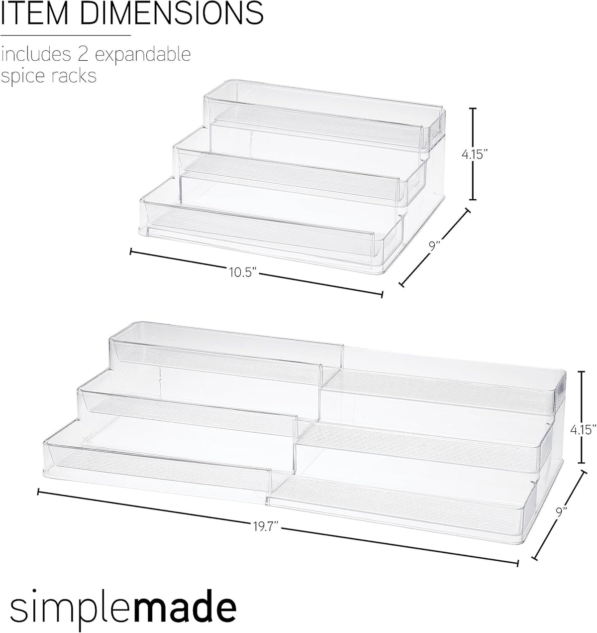 SIMPLEMADE 3-Tier Spice Rack Organizer - Versatile Storage Shelf for Kitchen, Bathroom, Bedroom &