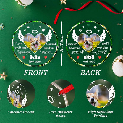 Personalized Memorial Pet Glass Ornament - Custom Picture Christmas Ornaments, Dog Forever in Our