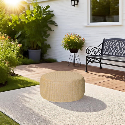 Outdoor Inflatable Ottoman with Air Pump, Fade-Resistant Patio Footrest Stool D21”x H9”, Round Pouf