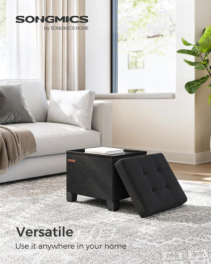 SONGMICS Storage Ottoman, Small Ottoman Foot Rest with Legs, 12.6 x 15.8 x 13.2 Inches Foot Stool