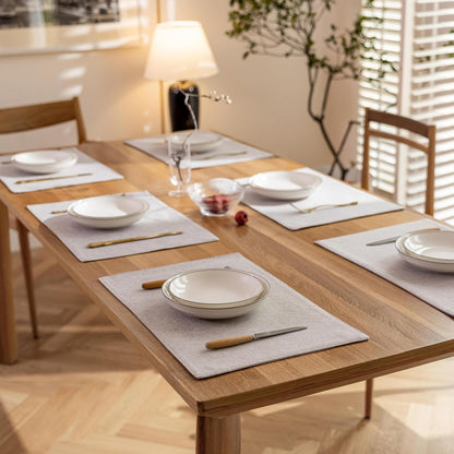 Demetex Gray Placemats Set of 6 Linen Heat Resistant Plate Mats Washable Place Mats for Buffet