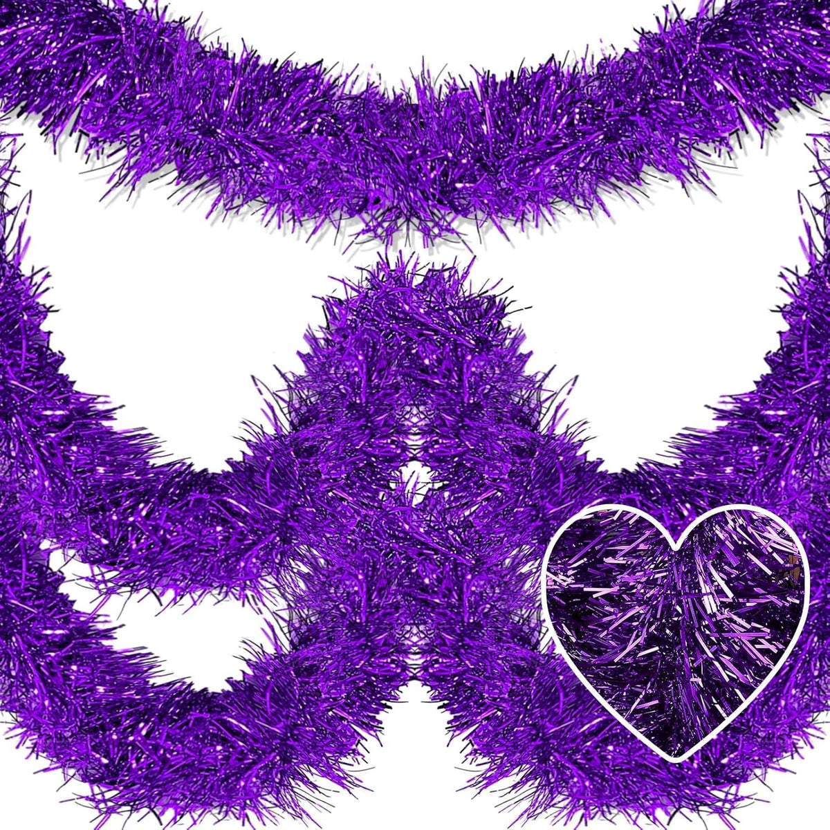 25 Feet Metallic Twist Tinsel Garland Wall Hanging Backdrop for Parade Floats, Christmas Eve, New
