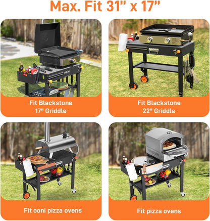 Portable Outdoor Grill Table, Folding Grill Cart Solid and Sturdy, Blackstone Griddle Stand Large