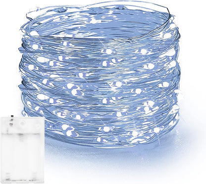 Dazzle Bright Fairy Lights Battery Operated, 20 FT 60 LED Silver Wire Waterproof Battery Operated