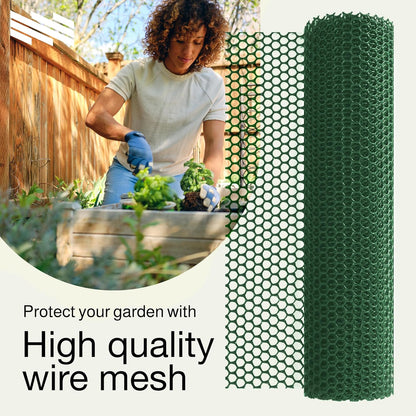MaPorch Plastic Wire Mesh Fence - Hunter Green, 15.71" x 10 ft - Plastic Chicken Wire Fencing for