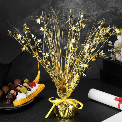 Crowye 18 Pieces Metallic Foil Spray Centerpiece Party Star Table Decoration Burst Metallic Table