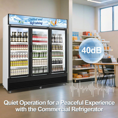 Tylza Commercial Refrigerator, Three Glass Door Display Beverage Fridge, 59.06 Cu Ft Upright