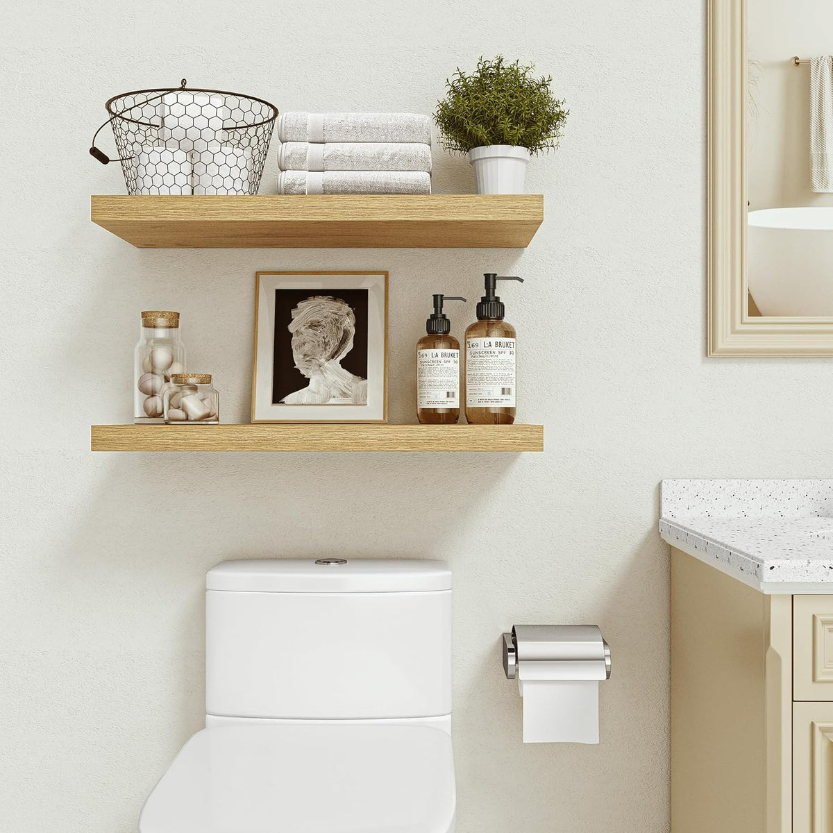 Floating Shelves for Wall 24 inchs Long, 9.2” deep x 1.5” Wall Shelf for Bedroom, Bathroom, Living