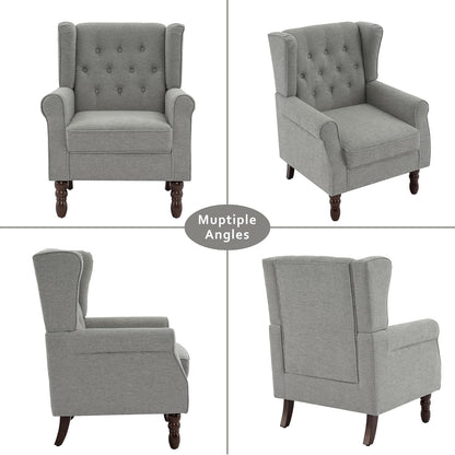 Lumibee High Back Accent Chair,Upholstered Wingback Armchair with Solid Wood Legs for Small