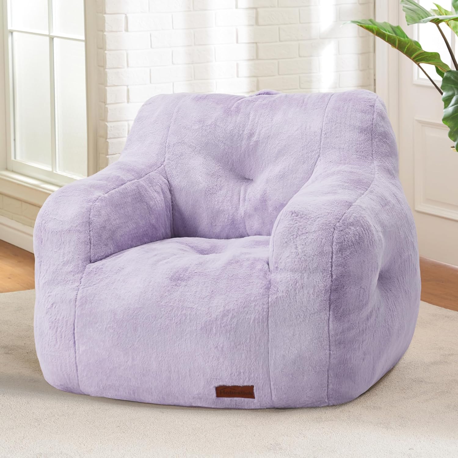 Hobestluk Bean Bag Chair for Adult Small Bean Bag Chairs with Arms Furry Beanbag Chair with Foam