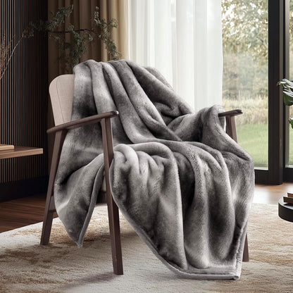 Ultra Soft Luxury Fluffy Mink Faux Fur Throw Blanket, Thick Warm Fall Winter Blankets for Bed