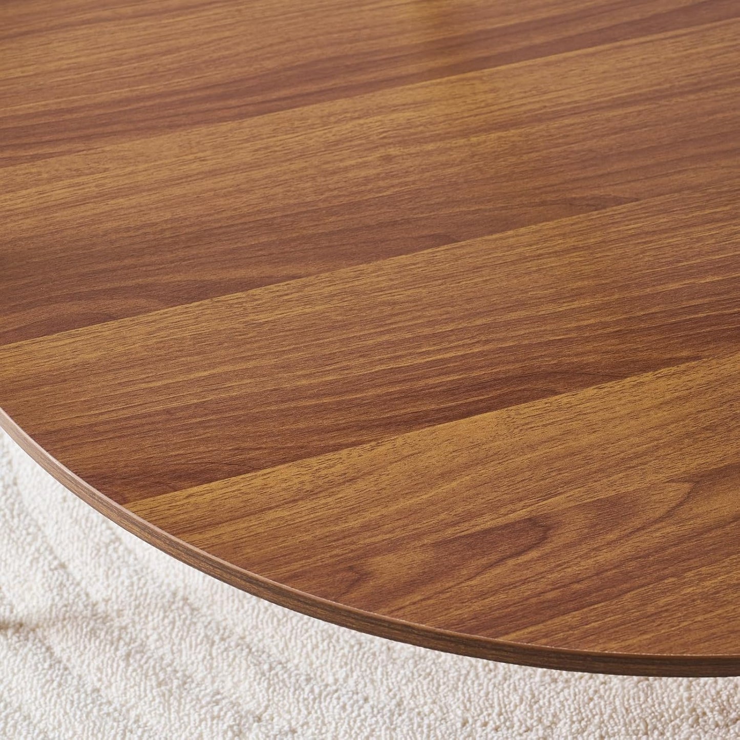 Round Coffee Table, Mid-Century Modern Design, D30 x H17, for Living Room, 2-Tier Structure, Amber