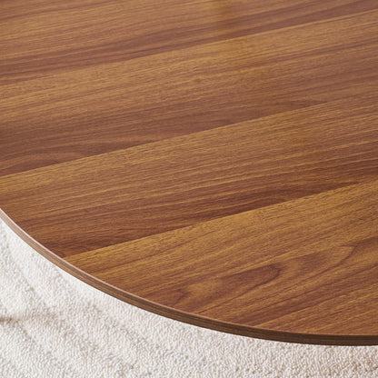 Round Coffee Table, Mid-Century Modern Design, D30 x H17, for Living Room, 2-Tier Structure, Amber