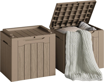 Devoko 30 Gallon Resin Deck Box 2 Pack Outdoor Indoor Waterproof Storage Box for Patio Furniture