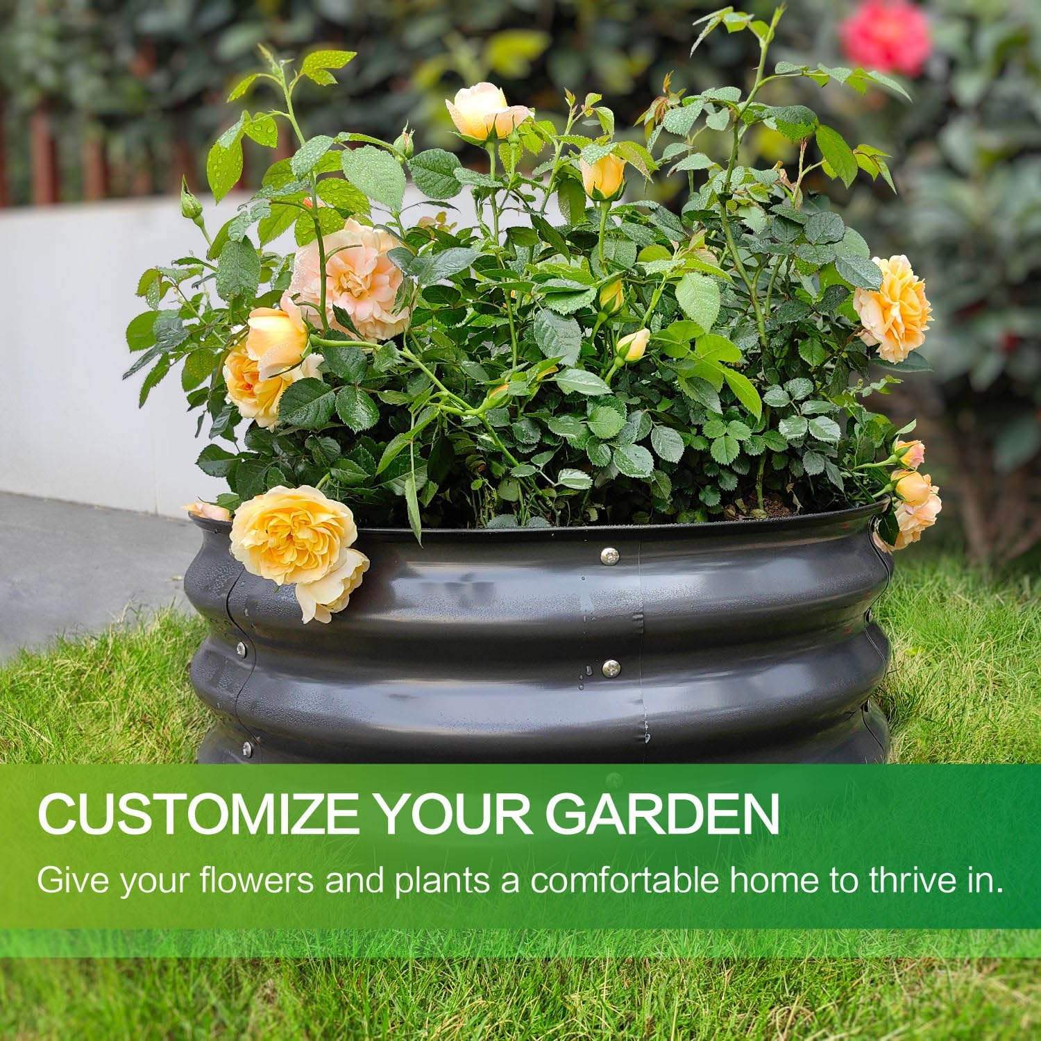 GARDMAX 2 Pack 2x2x1FT Galvanized Round Raised Garden Bed Kit, Metal Planter Boxes Outdoor with