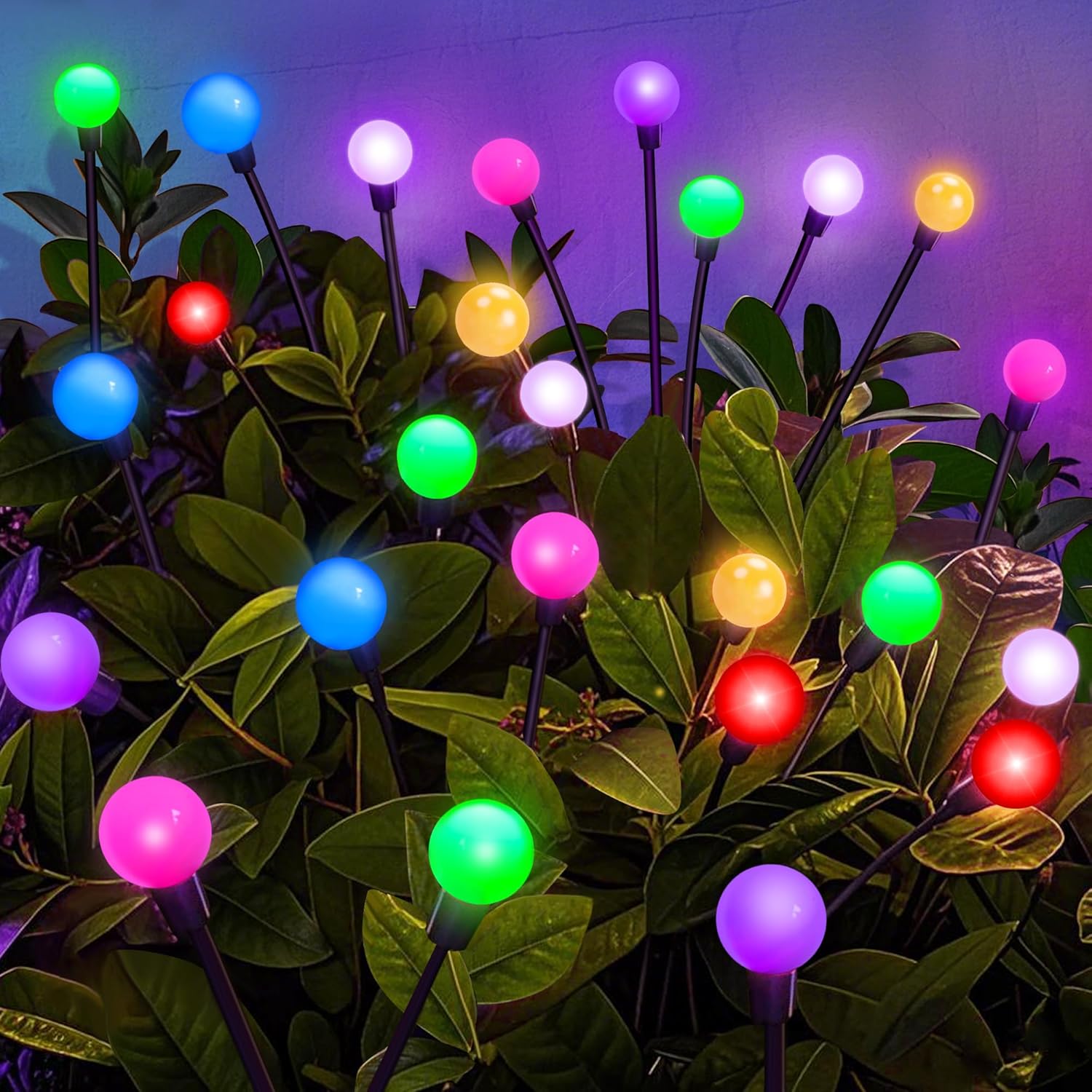 Solar Garden Lights Outdoor, 24 LEDs Solar Firefly Light, Multicolor Changing RGB Swaying Lights