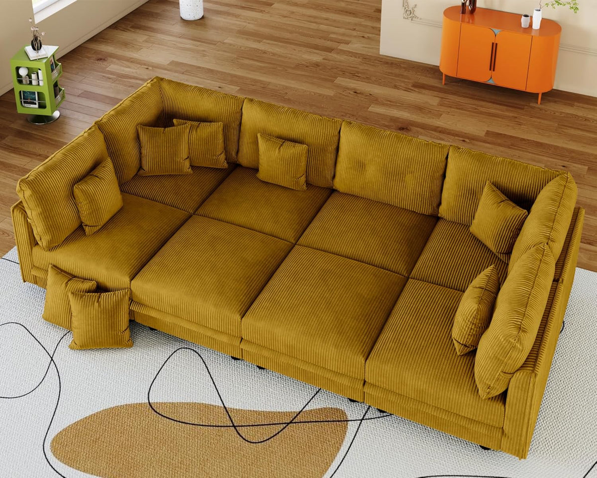 LLappuil Modular Sectional Sofa with Storage Seat, Corduroy Modular U Shaped Sectional Couch for
