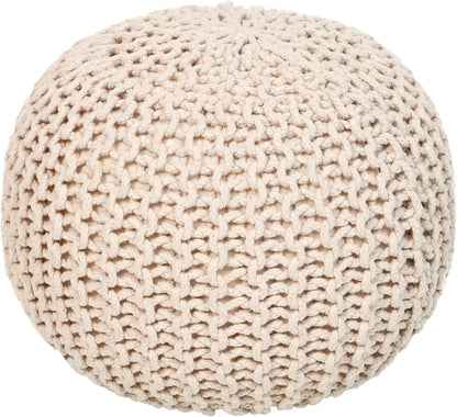 REDEARTH Round Pouf Ottoman - Cable Knitted Boho Poof - Home Décor Cord Pouffe Handmade Circular
