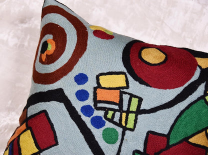 Kandinsky Decorative Pillow Cover Coastal Hand Embroidered Abstract Toss Pillows Farmhouse Chair