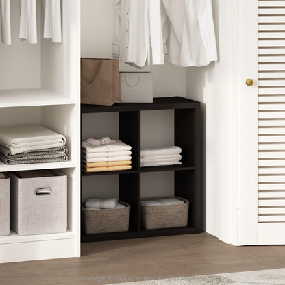 Furinno Cubic Extra Thick 4-Cube Closet Organizers and Storage, Dark Oak