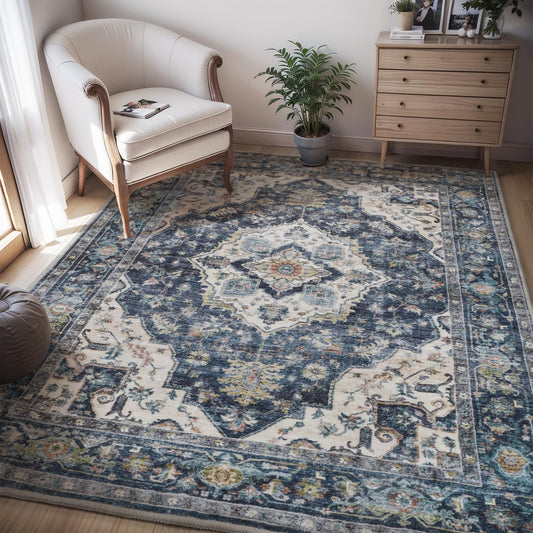 AMOAMI-4X6 Area Rugs for Living Room -Soft Vintage Bedroom Rugs-Non Slip Washable Rug-Throw for