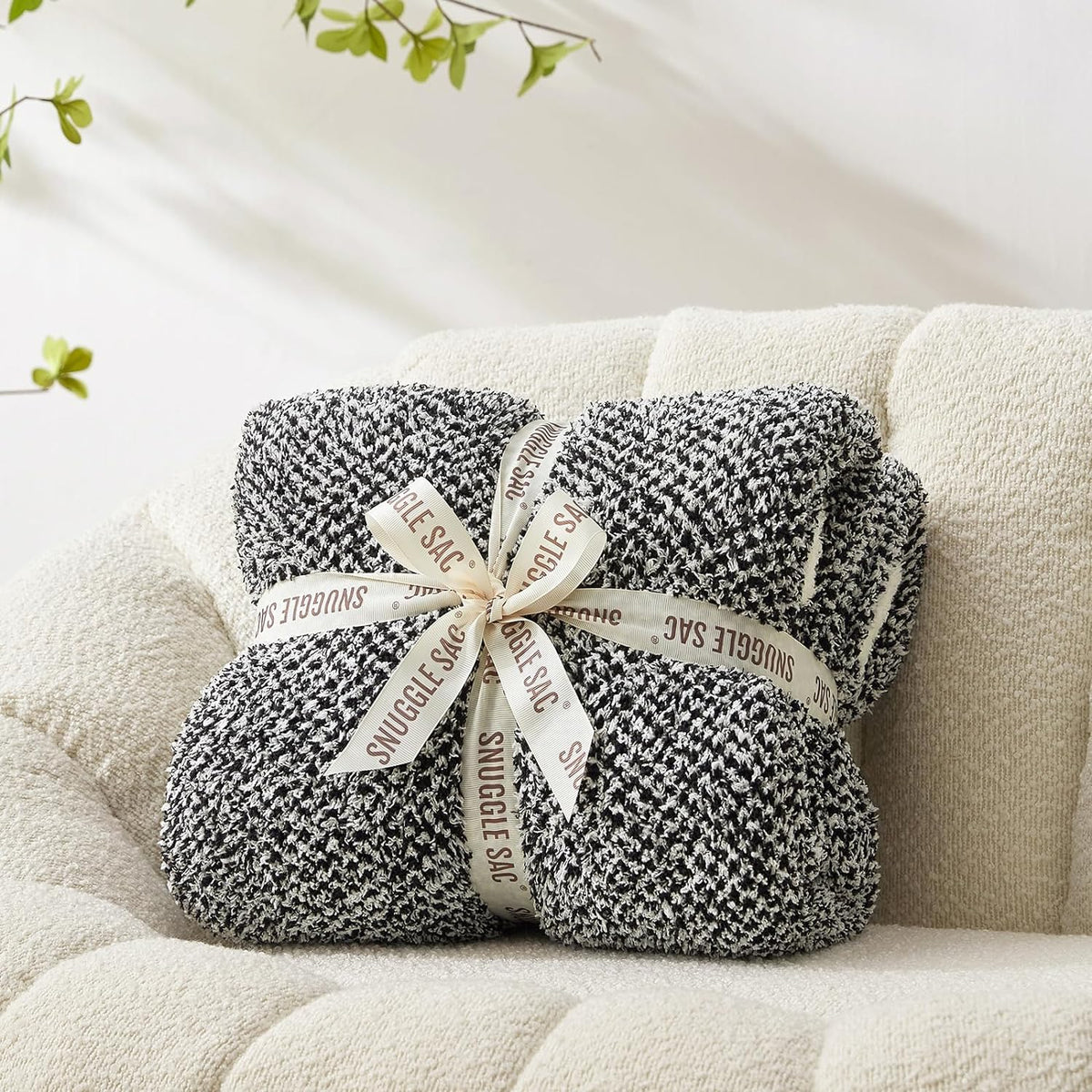 Snuggle Sac Heather Black Throw Blanket for Couch 50x70 inches, Super Soft Warm Blankets Cozy Knit