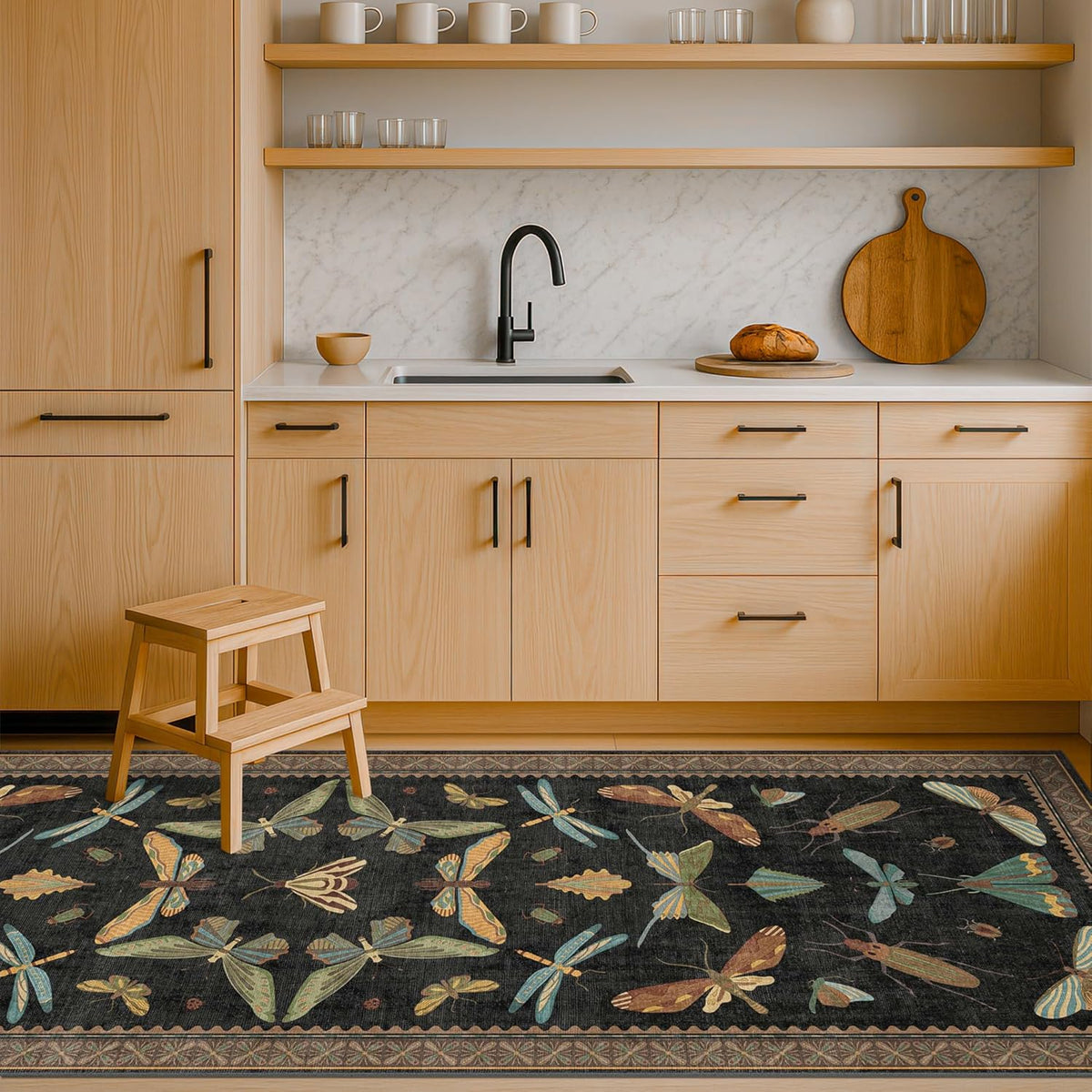 2x6 Black Entryway Runner Rugs Washable Non Slip Runners for Hallway, Kitchen, Mudroom, Laundry