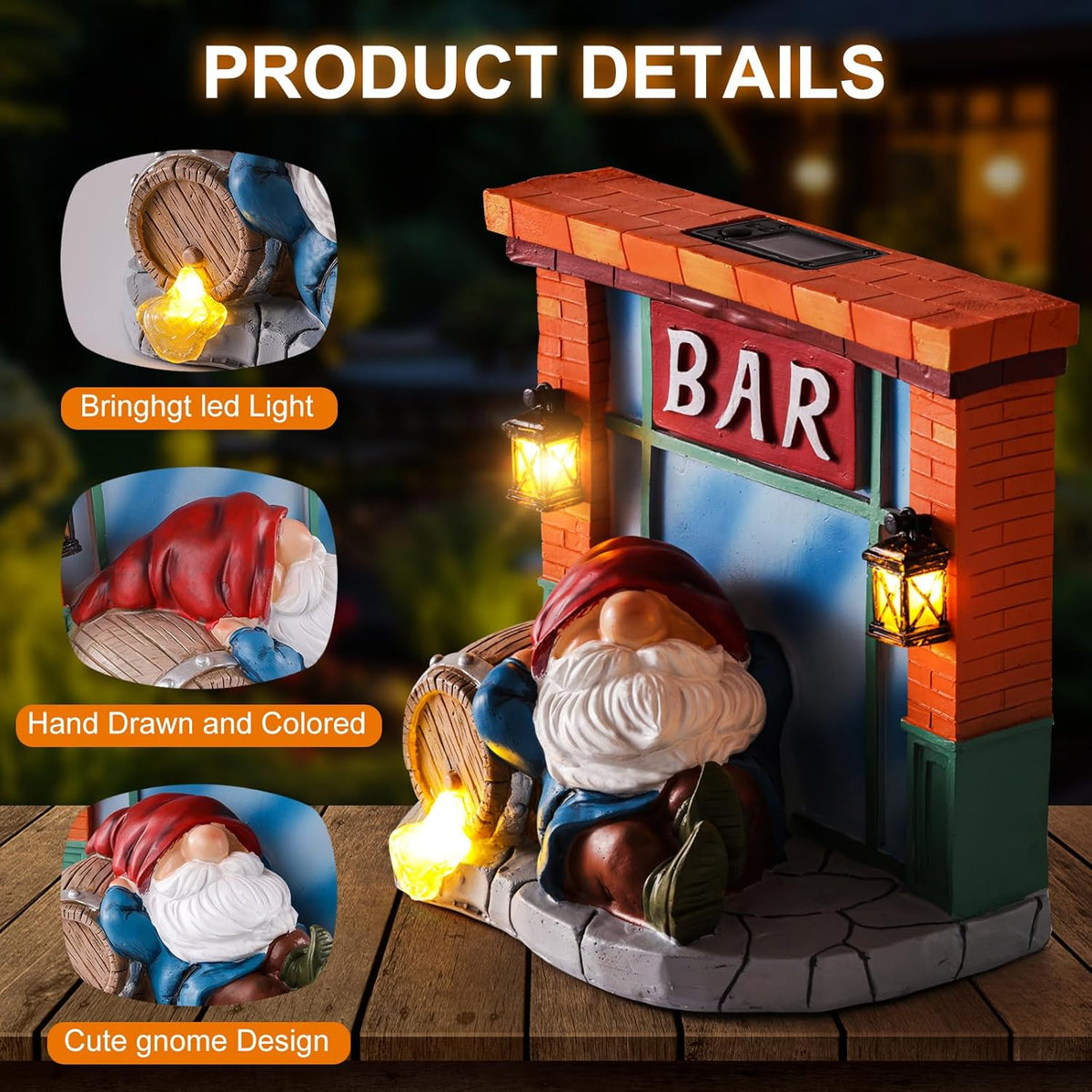WINTS Garden Gnomes Solar Lights,Solar Gnomes Outdoor,Funny Garden Gnomes Decoration for