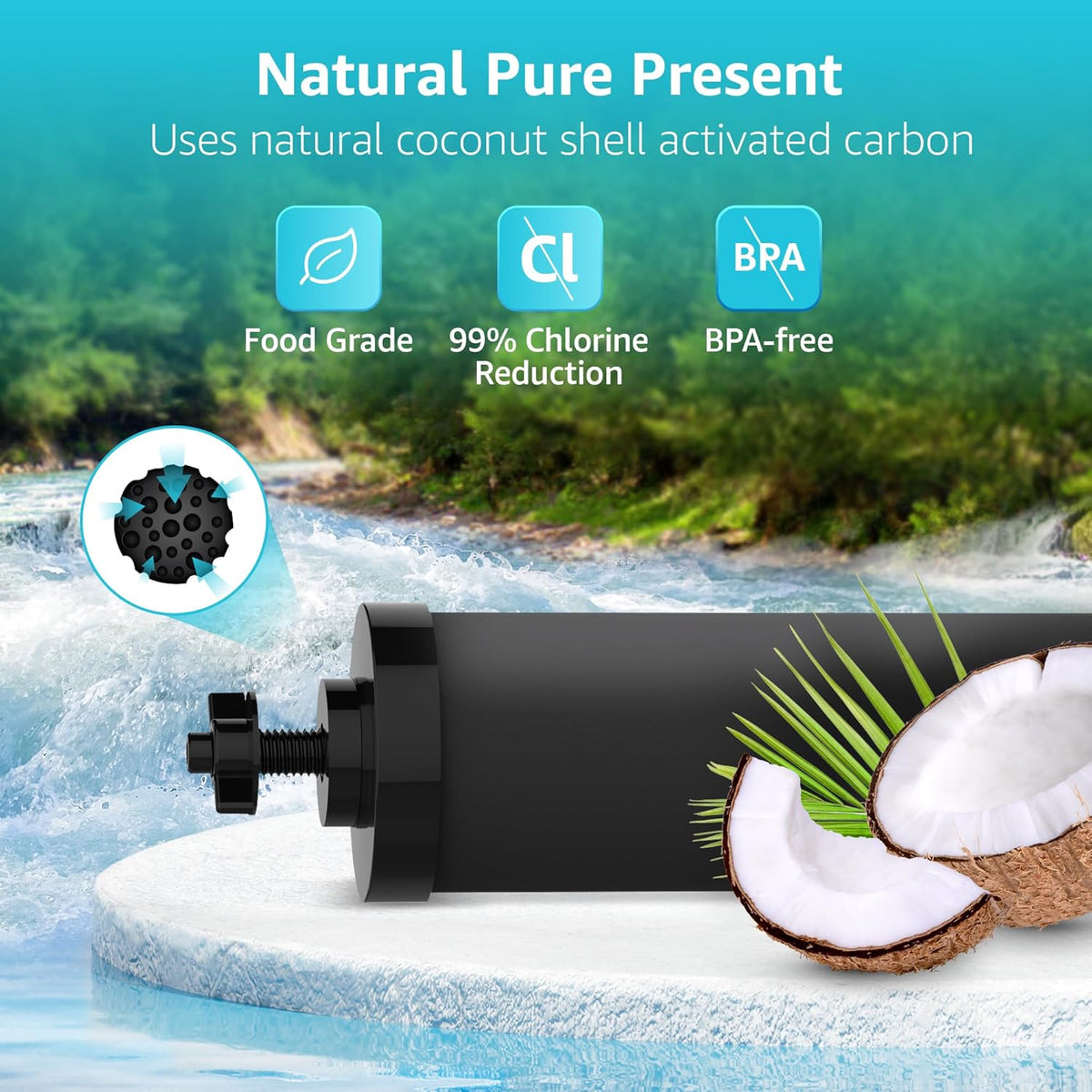 AQUACREST NSF/ANSI 42&372 Certified Water Filter, Replacement for Berkey® Gravity Water Filter
