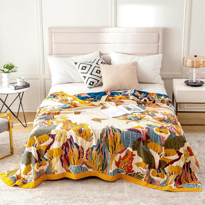 MSGKV Boho Throw Blanket Queen Size 90" x 90" Warm Blanket for Couch and Sofa Blankets Cover for