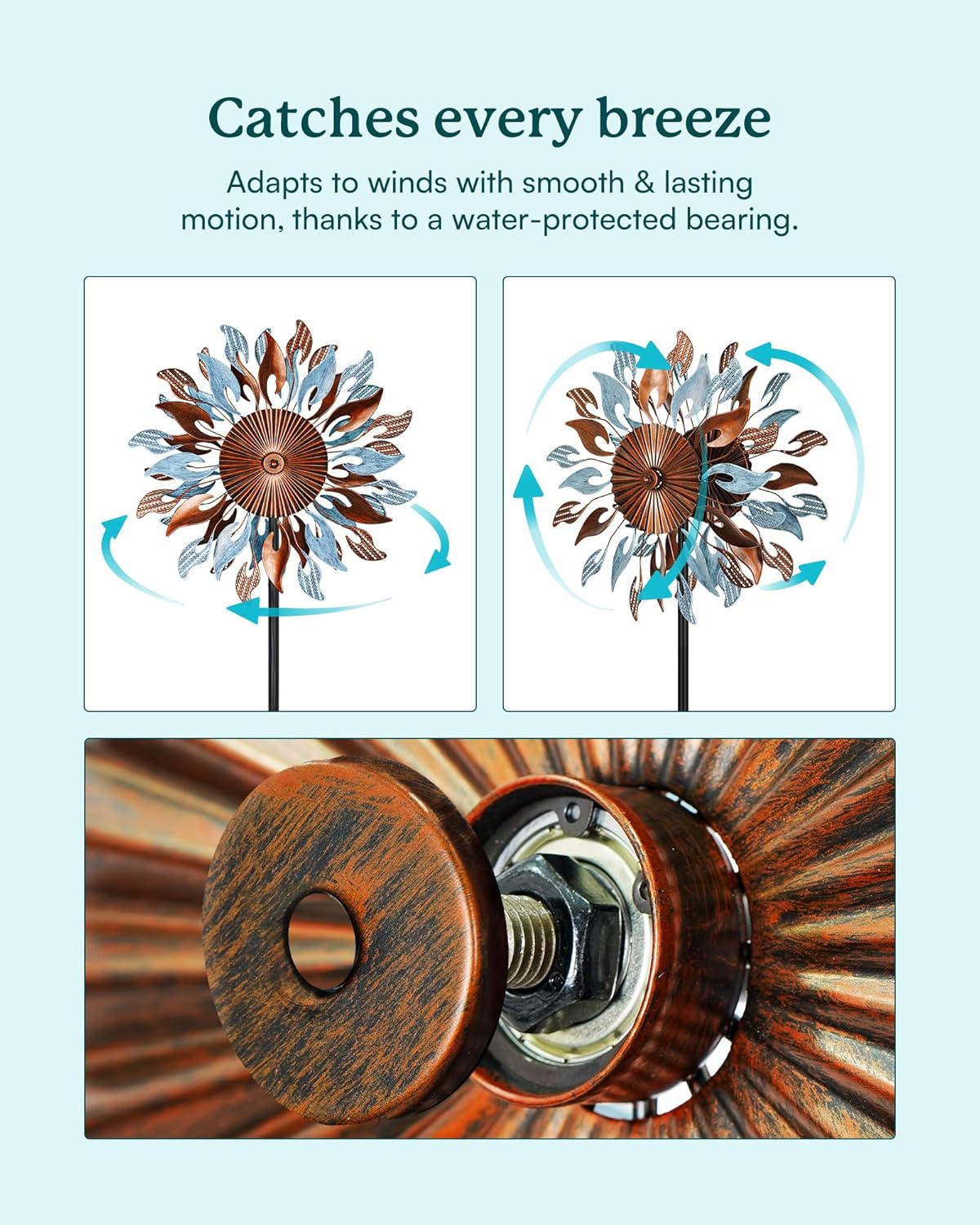 Wind Spinners Yard Garden - Large Wind Sculptures & Spinners with Stake, Kinetic Metal Windmill