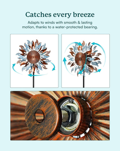 Wind Spinners Yard Garden - Large Wind Sculptures & Spinners with Stake, Kinetic Metal Windmill