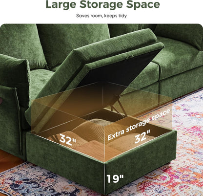 198.6" Oversized Modular Sectional Sofa, U Shaped Convertible Couch with Movable Ottoman, Large 10