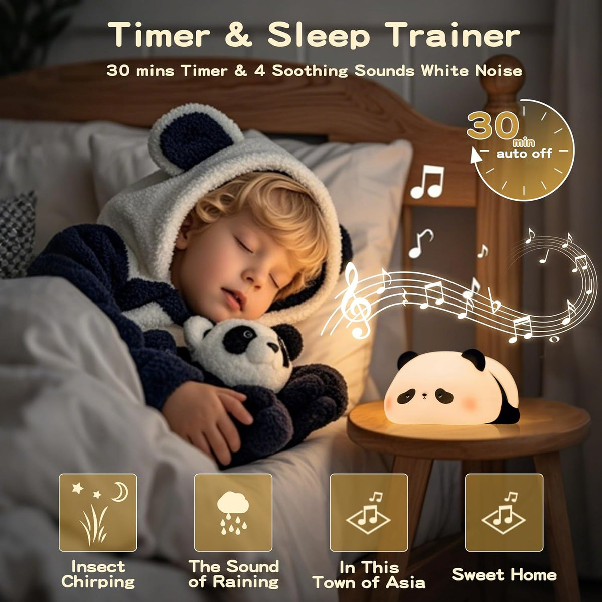 Panda Night Light with White Noise, Sound Machine for Baby Sleeping Aid,Toddler Sleep Trainer 4
