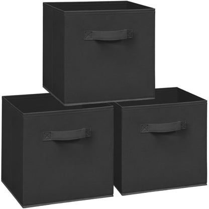 Easi 11 inch Cube Storage Bins, 3 Storage Cube Organizer, Collapsible Fabric storage cubes with