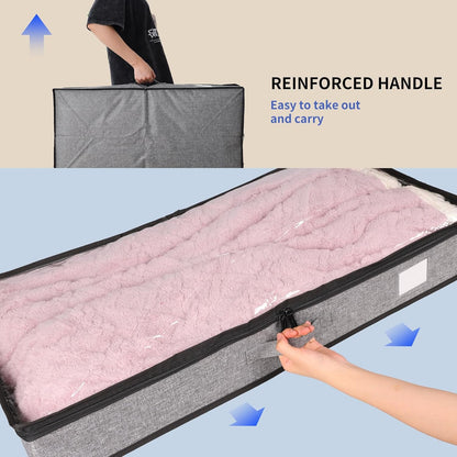 Fixwal 2 Pack Under Bed Storage Containers, Below 4.5 Inches Low Profile Underbed Organizer Clothes
