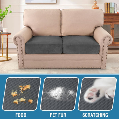 H.VERSAILTEX Velvet Stretch Couch Cushion Cover Plush Cushion Slipcover for Chair Loveseat Sofa