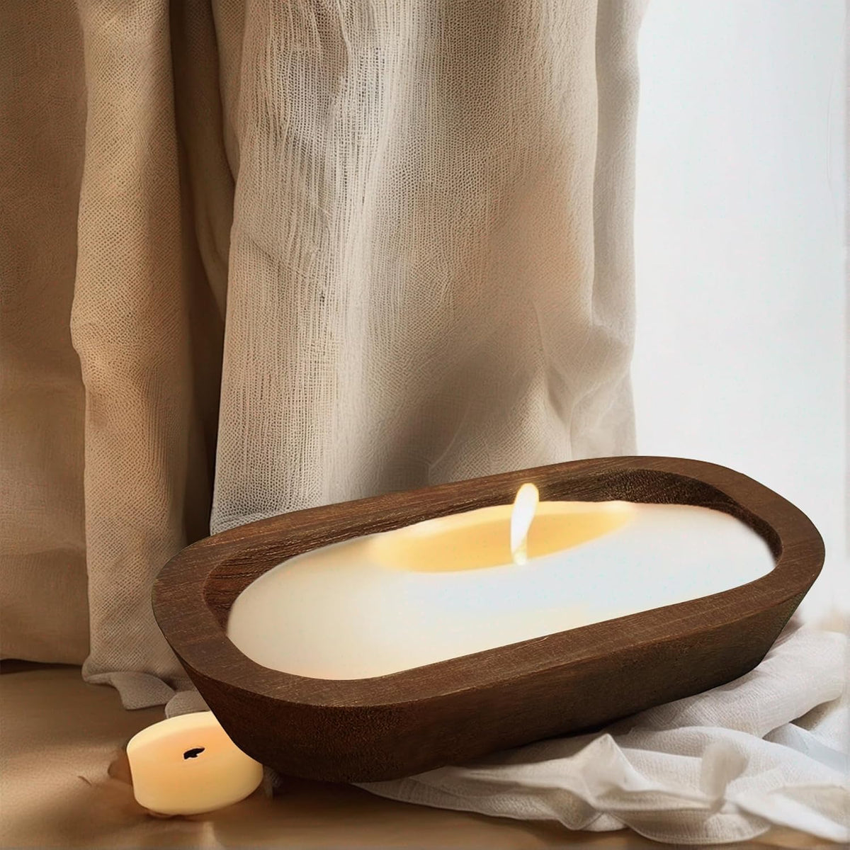 Royxen 8 Pack Wood Dough Bowl, Wooden Dough Bowls Paulownia, Rustic Bowl Vintage, Bowls for Candle